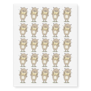 Cute happy smiling hamster with peanut cartoon temporary tattoos