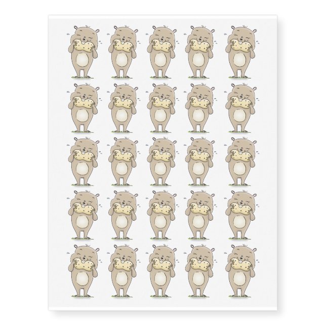 Cute happy smiling hamster with peanut cartoon temporary tattoos (Front)