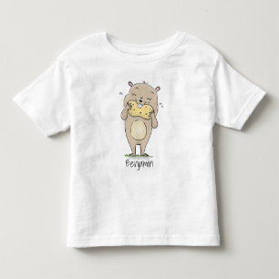 Cute happy smiling hamster with peanut cartoon toddler t-shirt