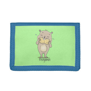 Cute happy smiling hamster with peanut cartoon tri-fold wallet