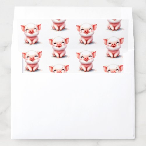 Cute Happy Smiling Little Piggies Piglets  Envelope Liner