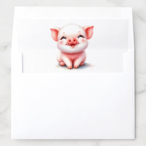 Cute Happy Smiling Little Piggy Piglet  Envelope Liner