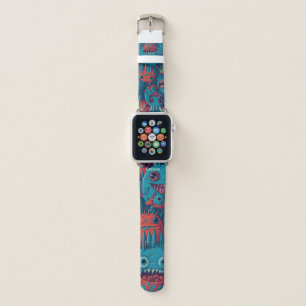 Cute happy smiling monsters apple watch band