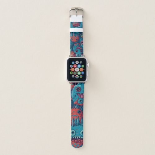 Cute happy smiling monsters apple watch band