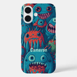 Cute happy smiling monsters iPhone 16 case