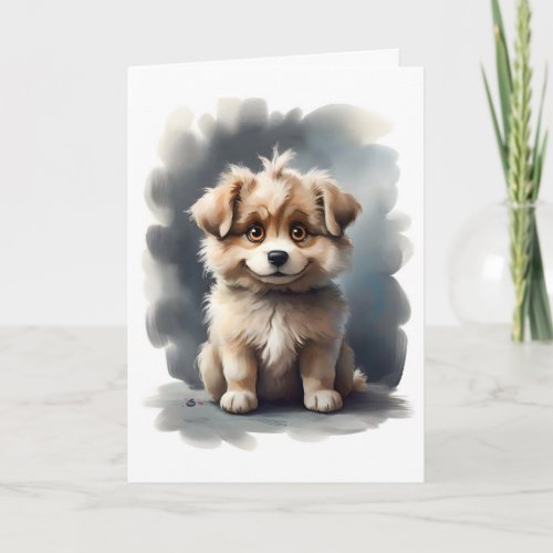 Cute Happy Smiling Puppy Blank Greeting Card 