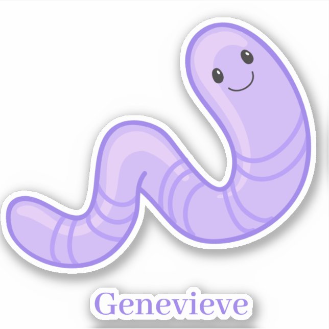 Cute happy smiling purple inch worm personalized sticker (Front)