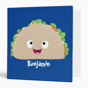 Cute happy smiling taco cartoon illustration 3 ring binder