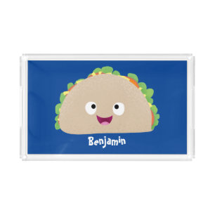 Cute happy smiling taco cartoon illustration acrylic tray