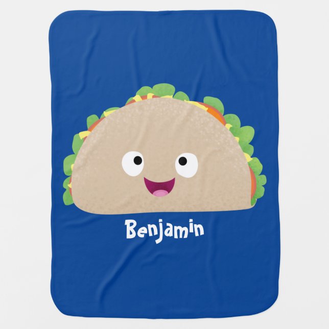Cute happy smiling taco cartoon illustration baby blanket (Front)
