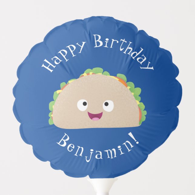 Cute happy smiling taco cartoon illustration  balloon (Front)
