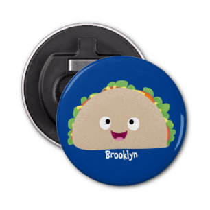 Cute happy smiling taco cartoon illustration bottle opener