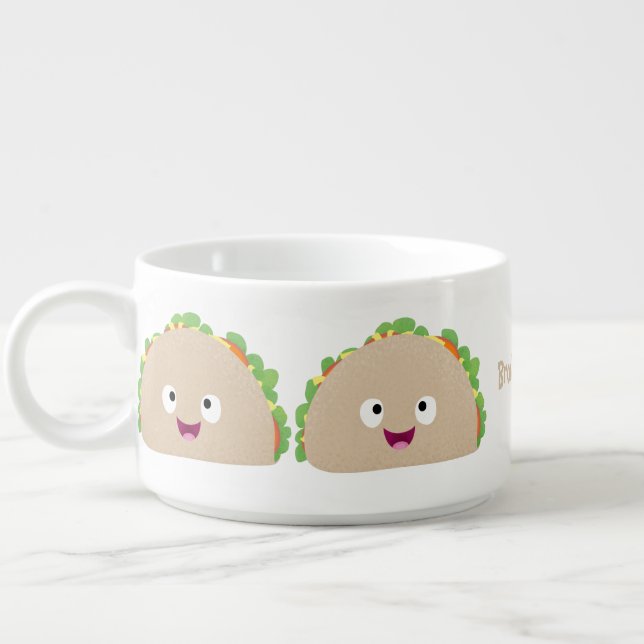 Cute happy smiling taco cartoon illustration bowl (Right)