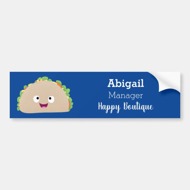 Cute happy smiling taco cartoon illustration  bumper sticker (Front)