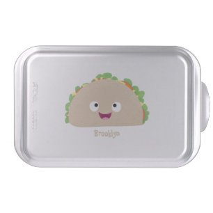 Cute happy smiling taco cartoon illustration cake pan