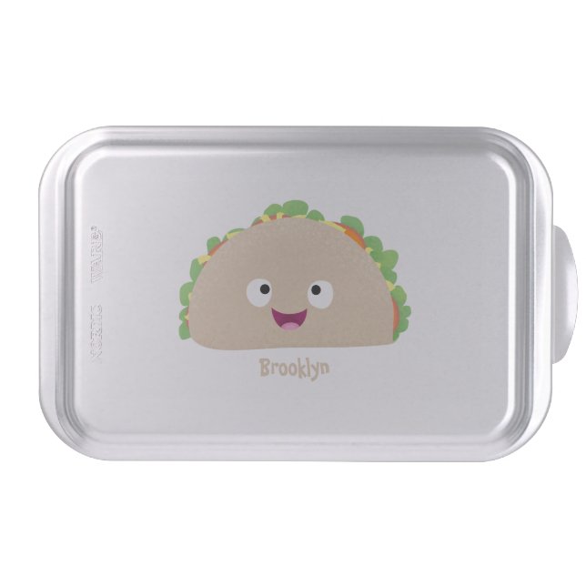 Cute happy smiling taco cartoon illustration cake pan (Front)