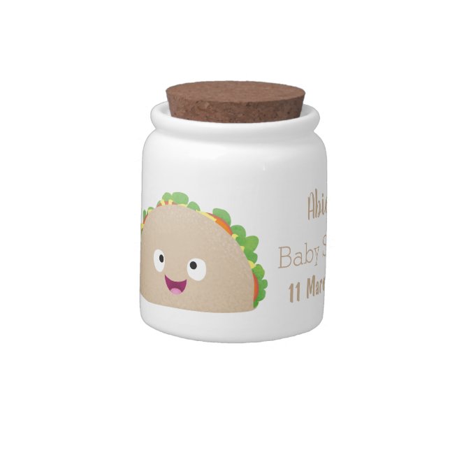 Cute happy smiling taco cartoon illustration candy jar (Left)