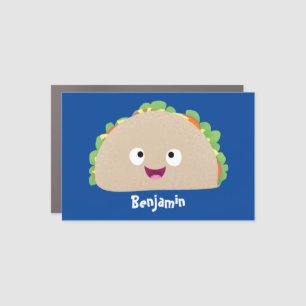 Cute happy smiling taco cartoon illustration car magnet