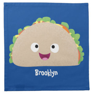 Cute happy smiling taco cartoon illustration cloth napkin