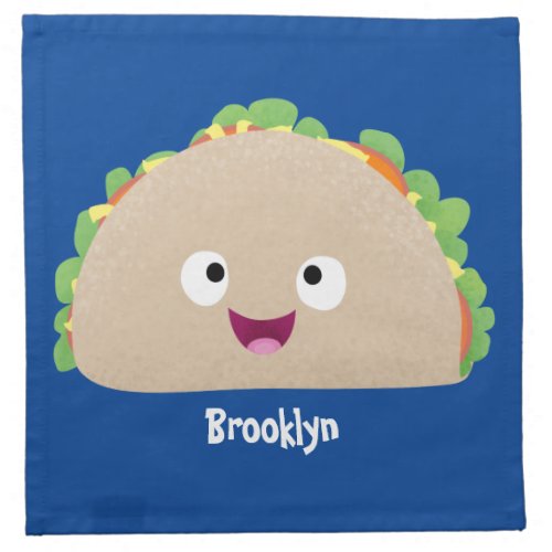 Cute happy smiling taco cartoon illustration cloth napkin