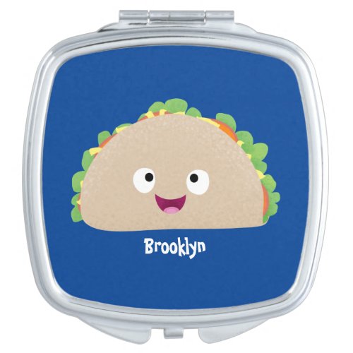 Cute happy smiling taco cartoon illustration compact mirror