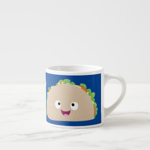 Cute happy smiling taco cartoon illustration espresso cup