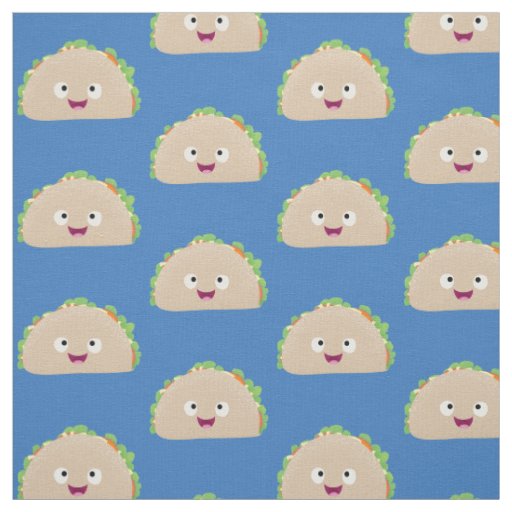 Cute happy smiling taco cartoon illustration fabric