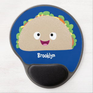 Cute happy smiling taco cartoon illustration gel mouse pad