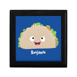 Cute happy smiling taco cartoon illustration gift box