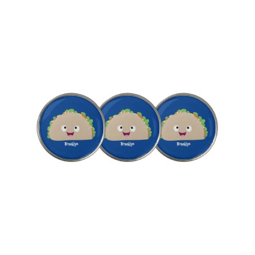 Cute happy smiling taco cartoon illustration golf ball marker