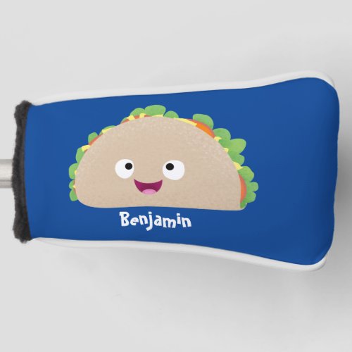 Cute happy smiling taco cartoon illustration  golf head cover