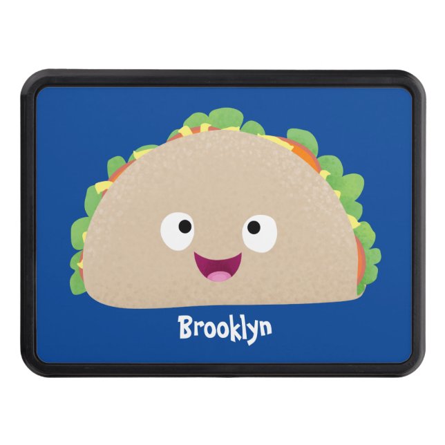 Cute happy smiling taco cartoon illustration hitch cover (Front)