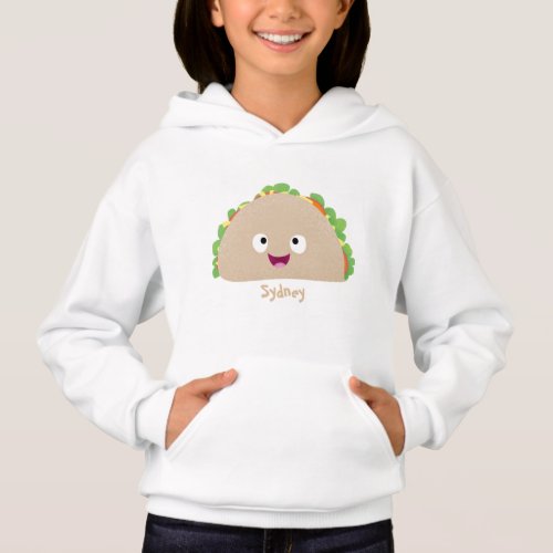 Cute happy smiling taco cartoon illustration hoodie