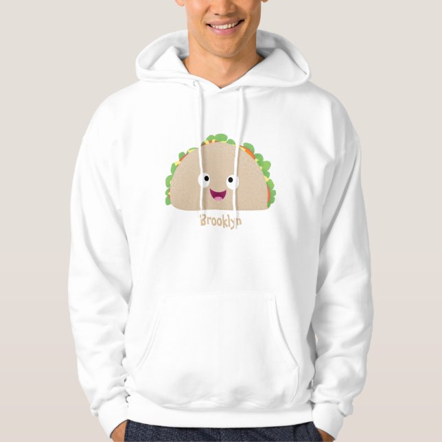 Cute happy smiling taco cartoon illustration hoodie (Front)