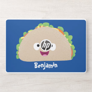 Cute happy smiling taco cartoon illustration HP laptop skin