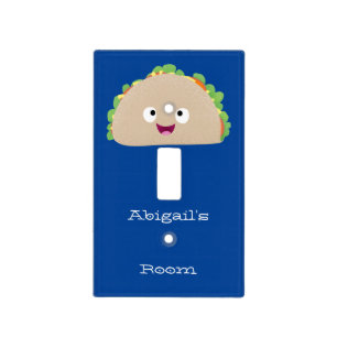 Cute happy smiling taco cartoon illustration light switch cover