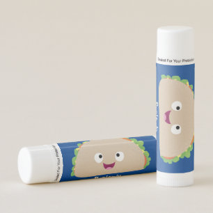 Cute happy smiling taco cartoon illustration lip balm