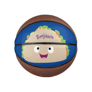 Cute happy smiling taco cartoon illustration mini basketball
