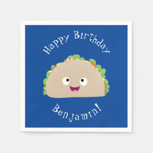 Cute happy smiling taco cartoon illustration napkins