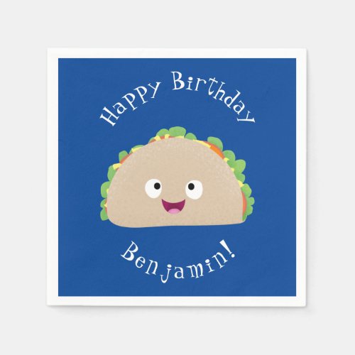 Cute happy smiling taco cartoon illustration  napkins