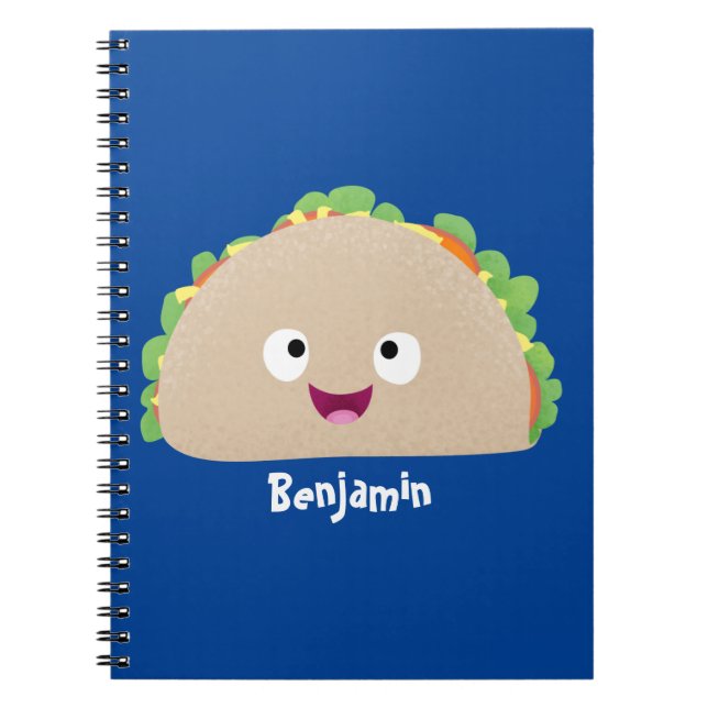 Cute happy smiling taco cartoon illustration  notebook (Front)