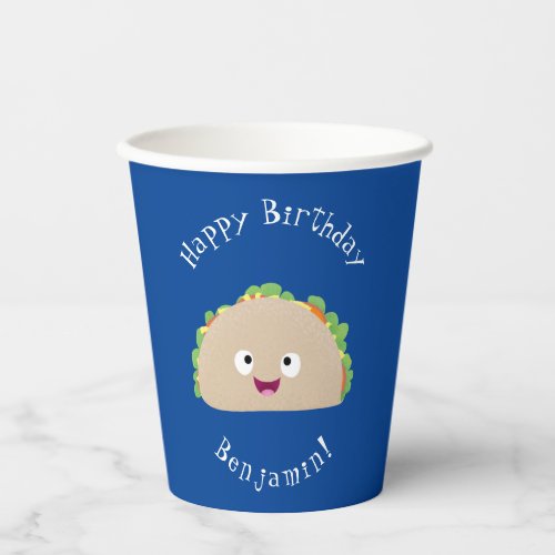 Cute happy smiling taco cartoon illustration paper cups