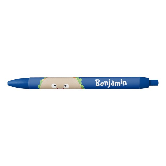 Cute happy smiling taco cartoon illustration pen (Front)