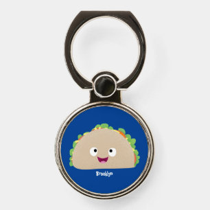 Cute happy smiling taco cartoon illustration phone ring stand