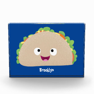 Cute happy smiling taco cartoon illustration photo block