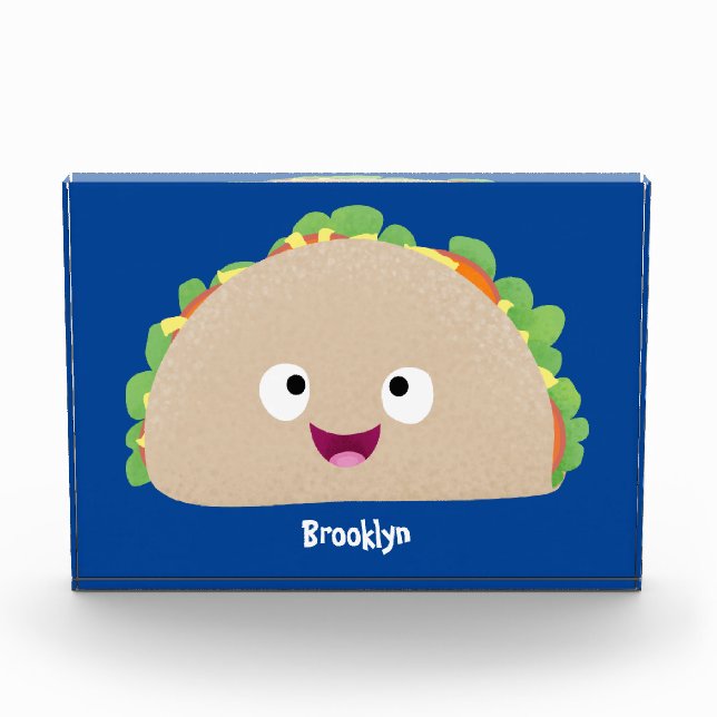 Cute happy smiling taco cartoon illustration photo block (Front)