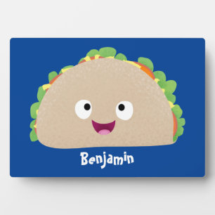 Cute happy smiling taco cartoon illustration  plaque