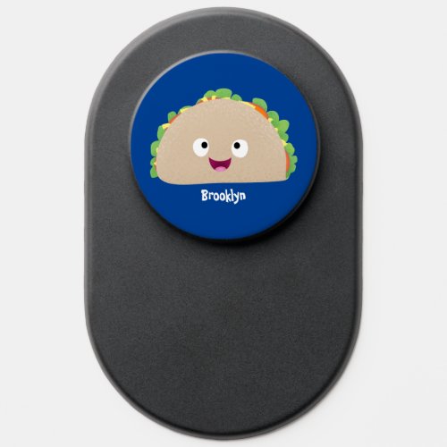 Cute happy smiling taco cartoon illustration PopSocket