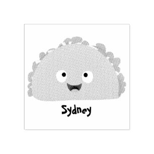 Cute happy smiling taco cartoon illustration rubber stamp