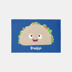 Cute happy smiling taco cartoon illustration rug